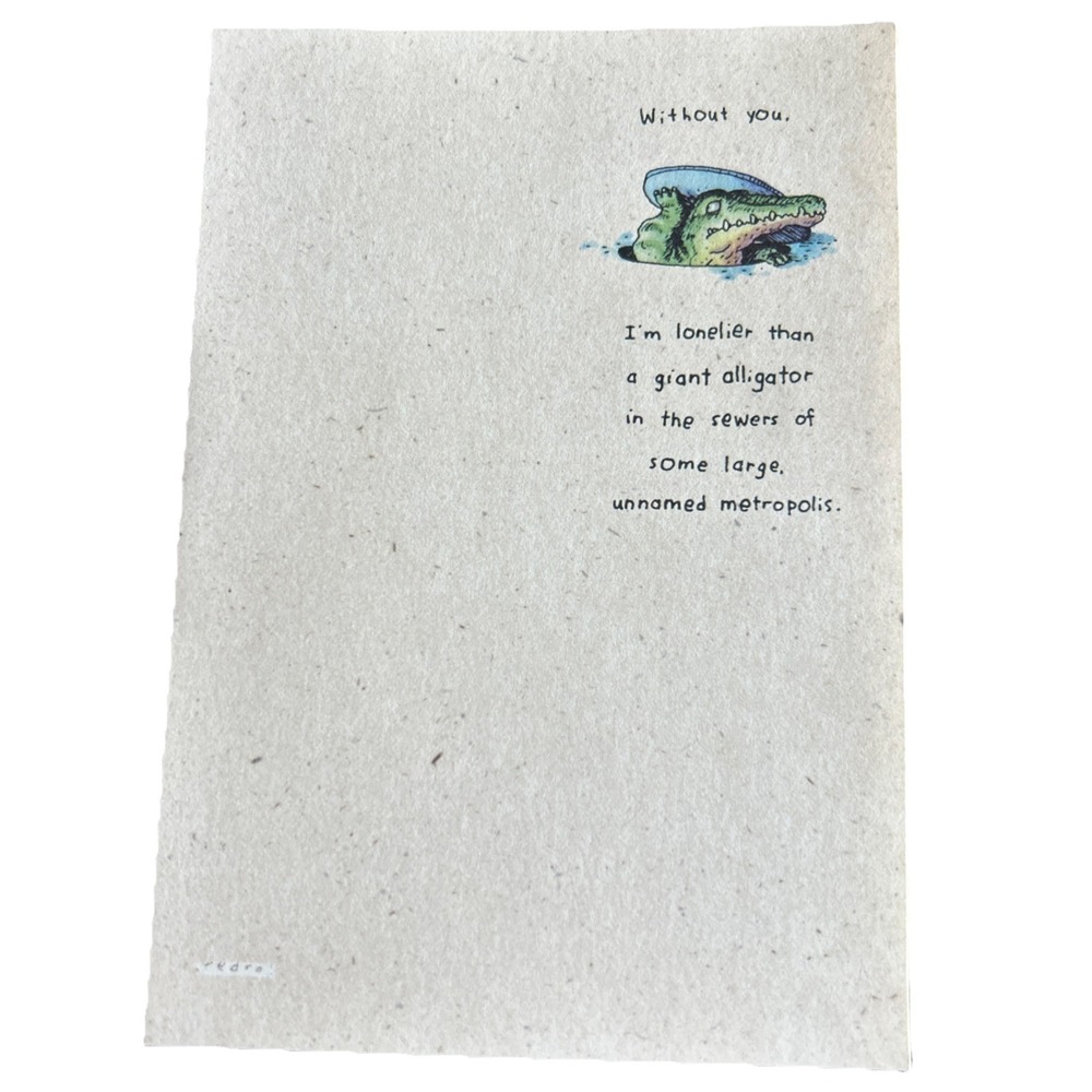 Friendship Greeting Card Love " I Miss You " New W Envelope Alligator
